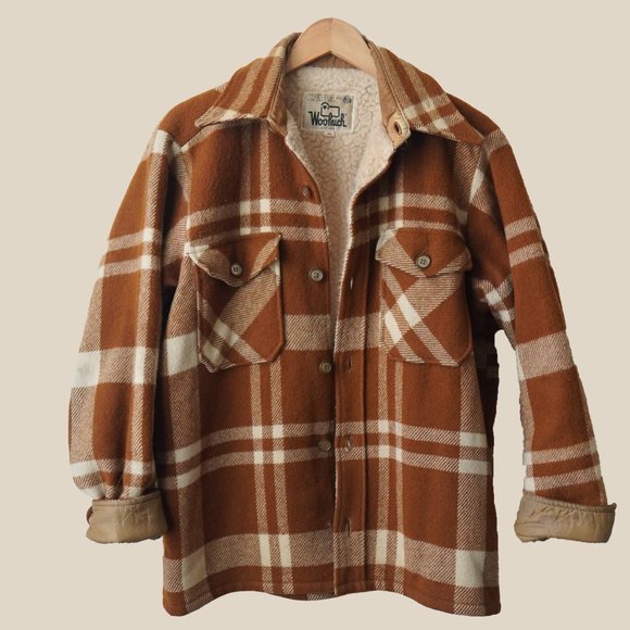 Woolrich Jackets & Blazers - Woolrich Plaid Shacket Jacket in Brown & Cream with Sherpa Lining
